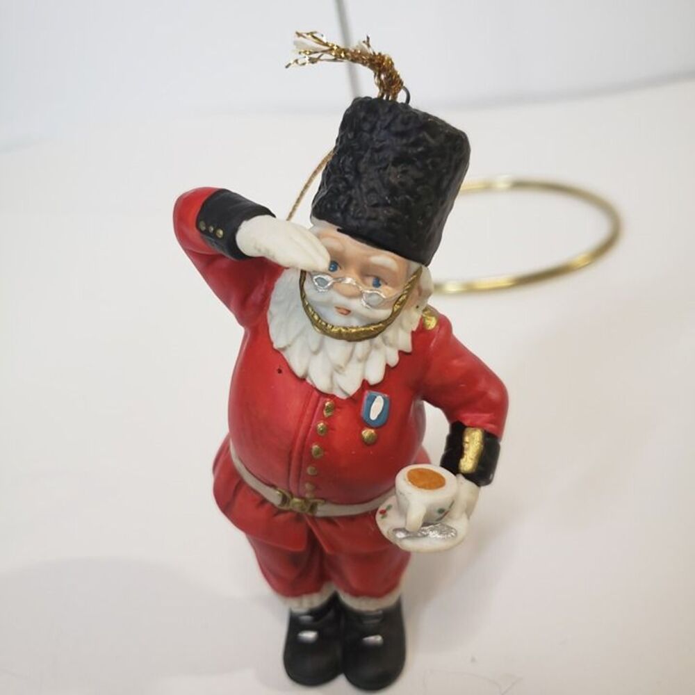 Vintage 90s Santa Around the World Porcelain England Christmas Ornament Danbury
